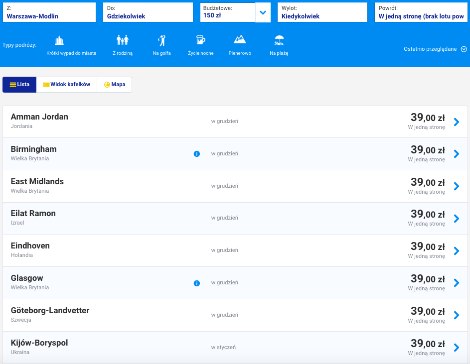 zarezerwuj loty z warszawy