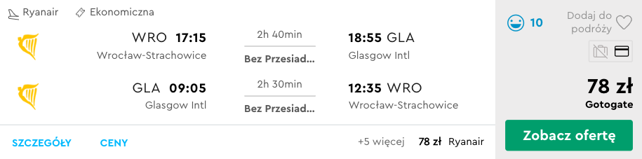 zarezerwuj loty do glasgow