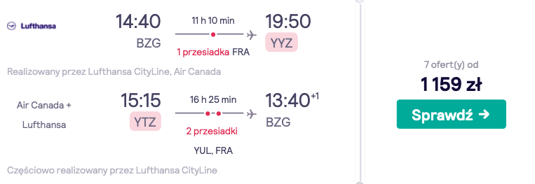 zarezerwuj loty do toronto