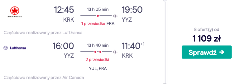 zarezerwuj loty do toronto