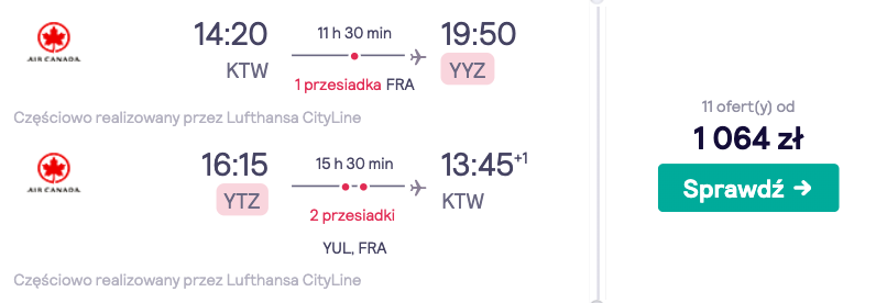 zarezerwuj loty do toronto