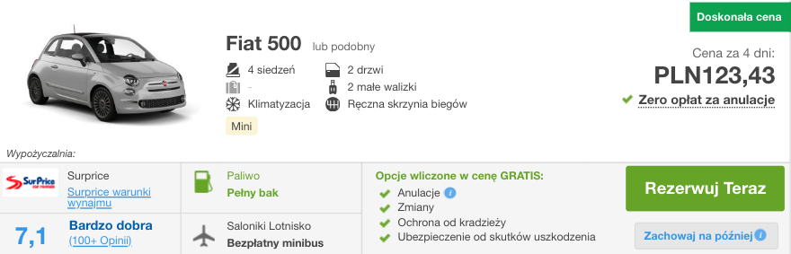 zarezerwuj auto w grecji