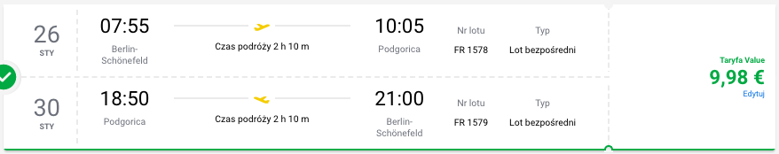 zarezerwuj loty do czarnogory