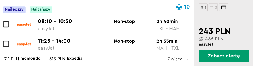 zarezerwuj loty na minorke