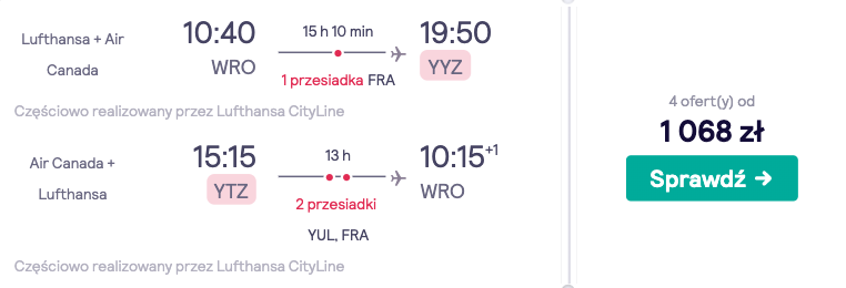 zarezerwuj loty do toronto