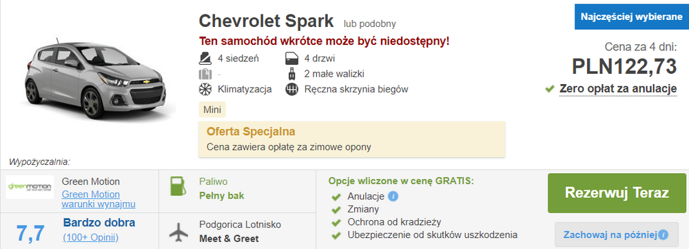 auto czarnogóra