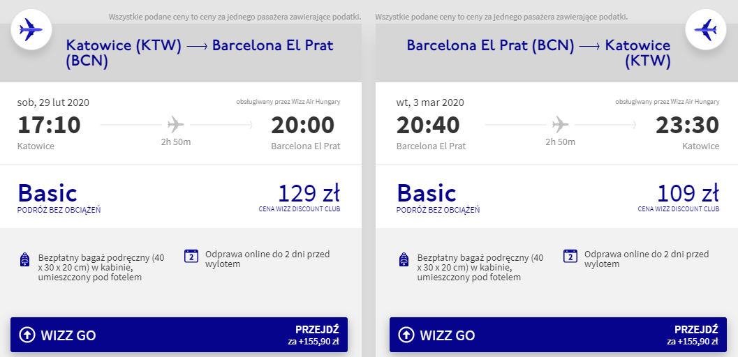 Loty do Barcelony
