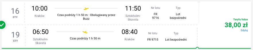 zarezerwuj loty do sztokholmu