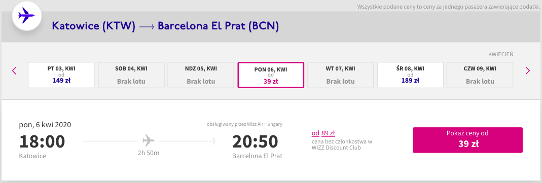 zarezerwuj loty do barcelony