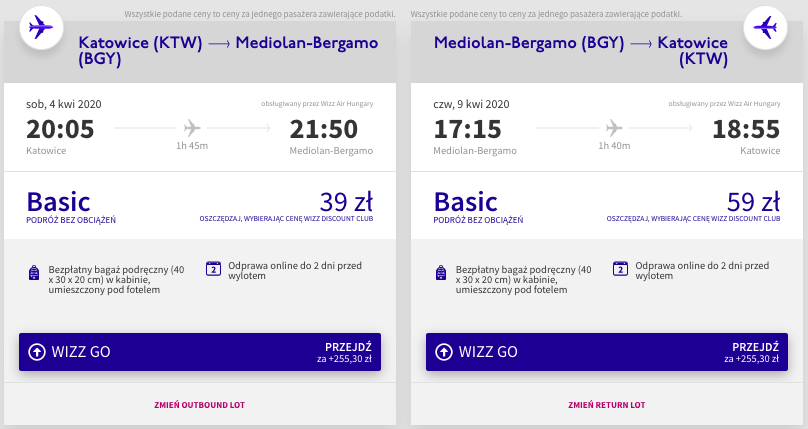 zarezerwuj loty do bergamo