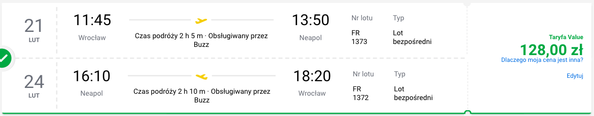 zarezerwuj loty do neapolu