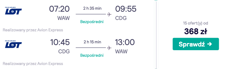 zarezerwuj loty do paryza