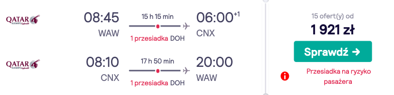 zarezerwuj loty do chiang mai