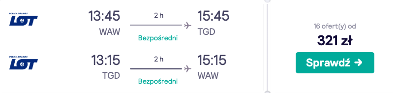 zarezerwuj loty do podgoricy