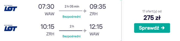 zarezerwuj loty do zurychu