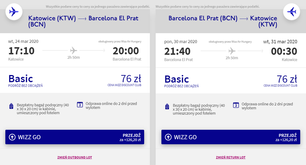 barcelona loty