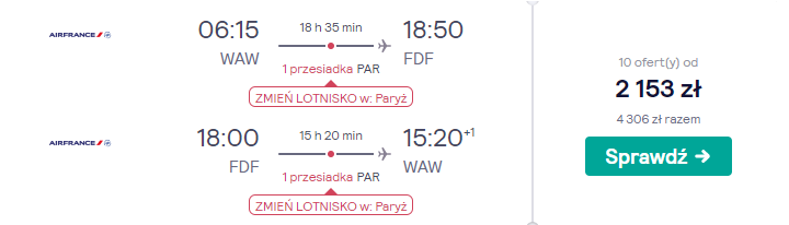 Loty na Martynikę