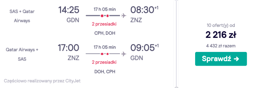 zarezerwuj loty na zanzibar