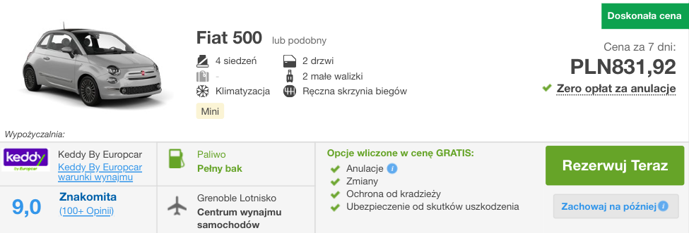 zarezerwuj auto w grenoble