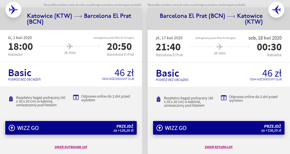 barcelona loty