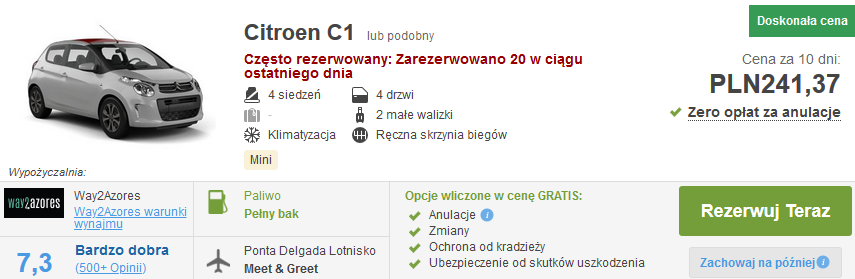 Samochód na Azorach