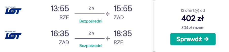 zarezerwuj loty do zadaru
