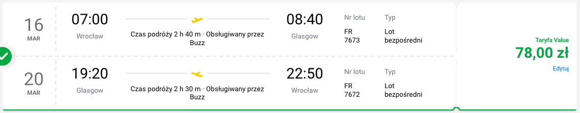 zarezerwuj loty do glasgow