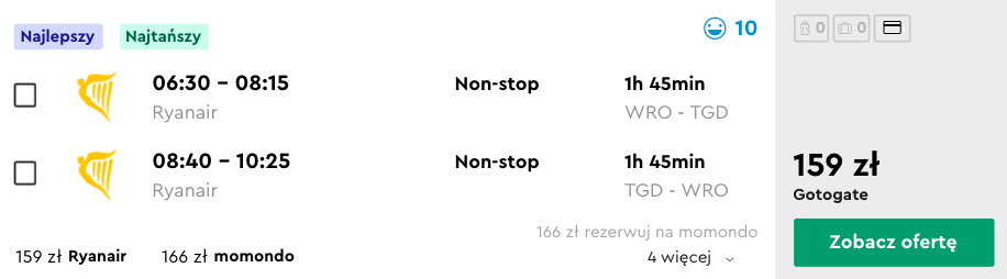 zarezerwuj loty do podgoricy