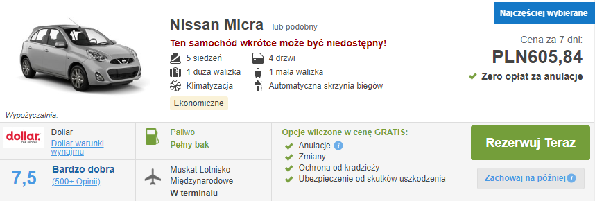 rezerwacja auta