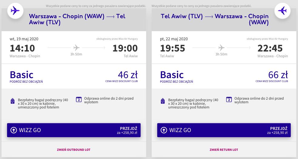 zarezerwuj loty do tel awiwu