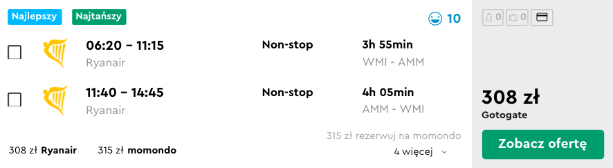 zarezerwuj loty do ammanu