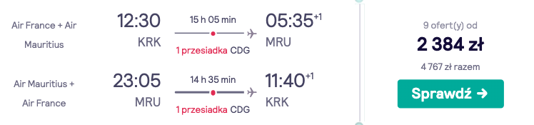 zarezerwuj loty na mauritius