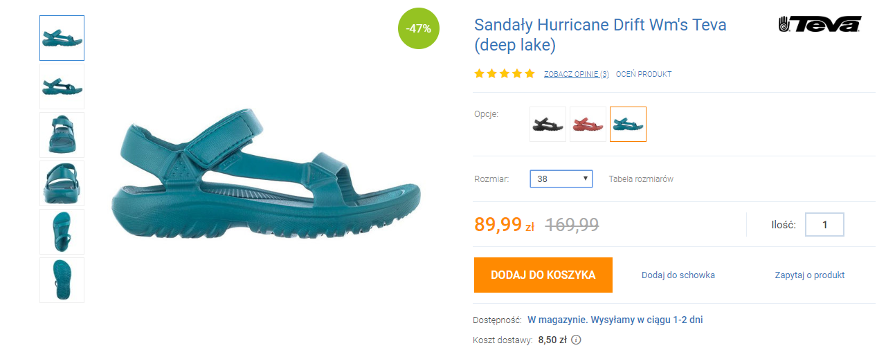 Idealne na wypoczynek nad wodą sandały Teva od 89,99 PLN + koszty wysyłki (damskie, męskie, młodzieżowe)