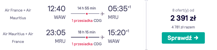 zarezerwuj loty na mauritius