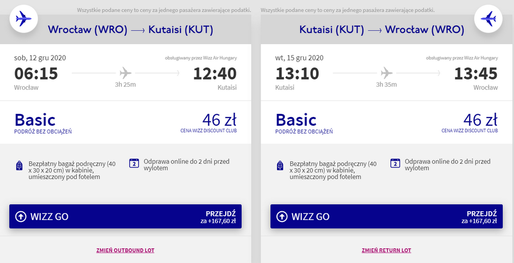 wrocław gruzja loty