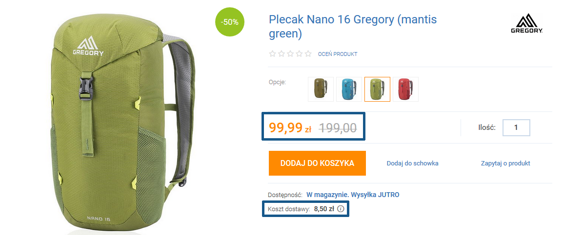 Zamówienie plecaka