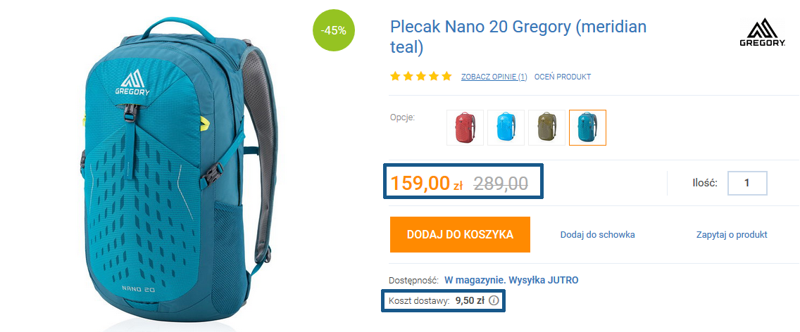Zamówienie plecaka