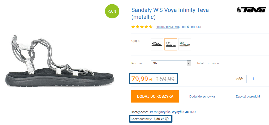 Zamówienie sandałów