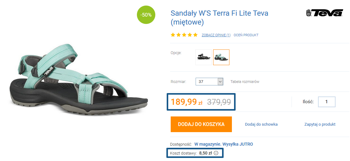 Zamówienie sandałów