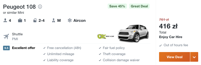 zarezerwuj auto na majorce