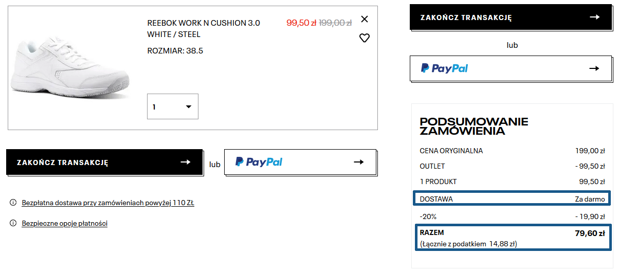Zamówienie Reebok