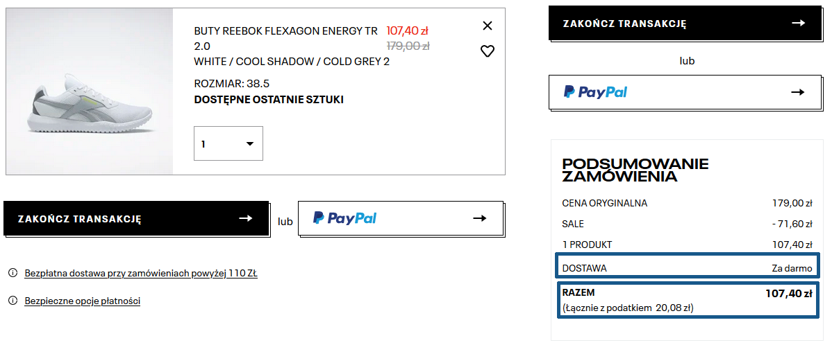 Zamówienie Reebok