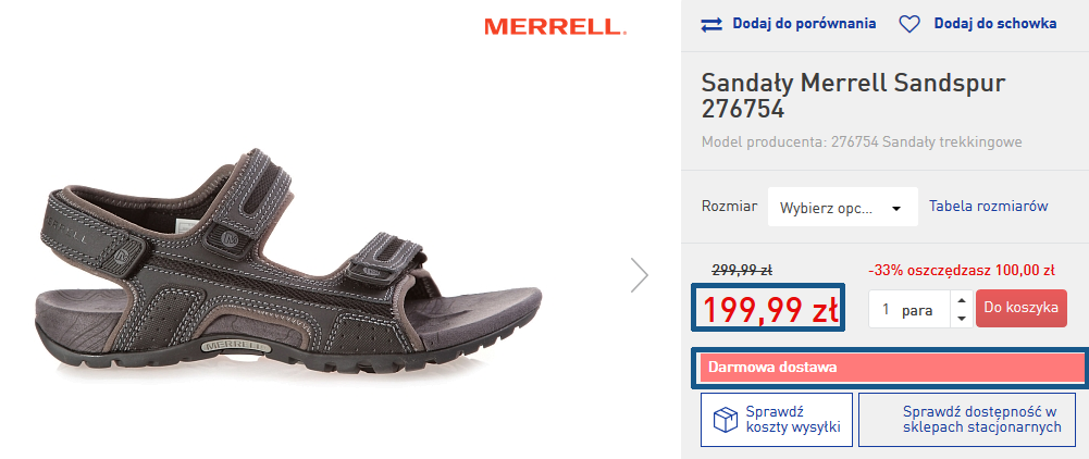 Zamówienie sandałów