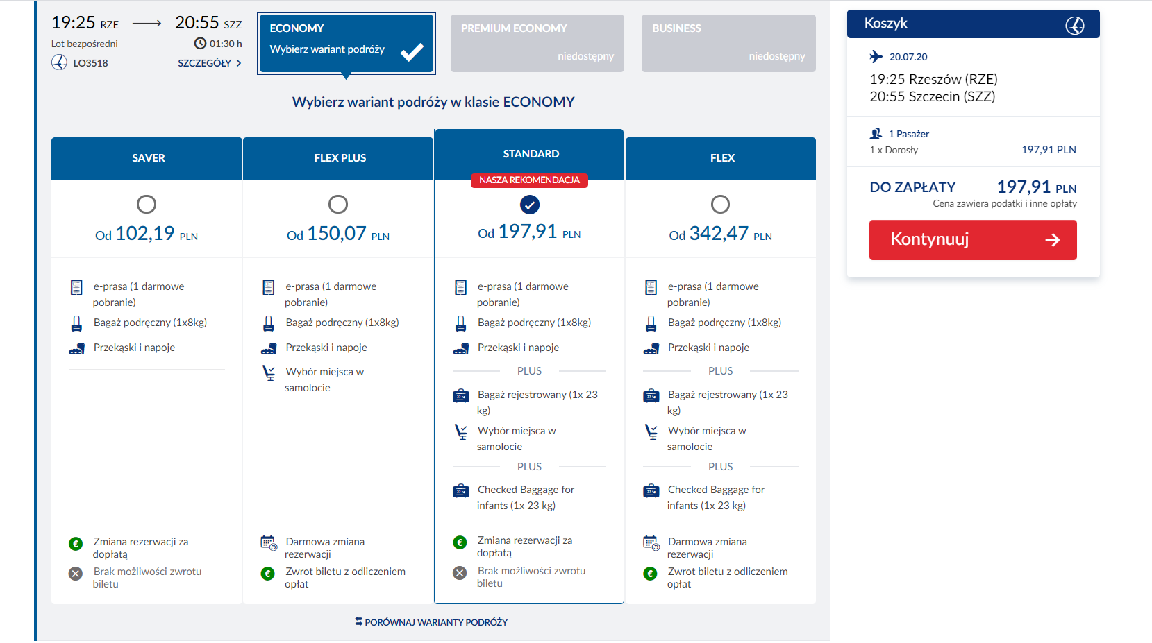 loty rzeszow szczecin