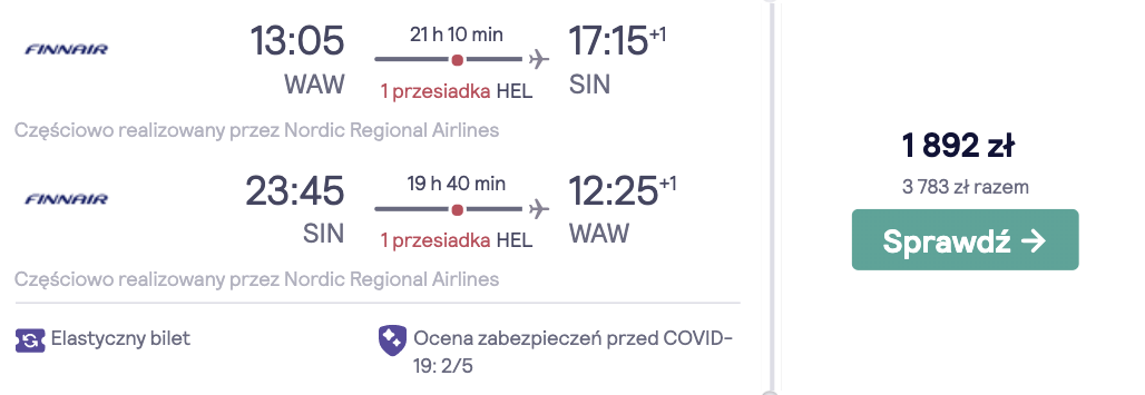 zarezerwuj loty do singapuru