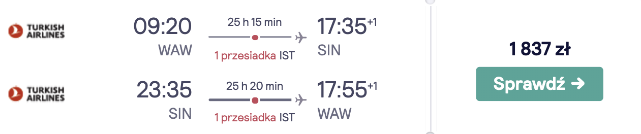 zarezerwuj loty do singapuru