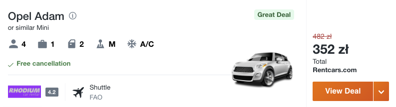 zarezerwuj auto w faro