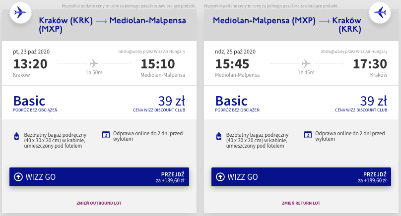 zarezerwuj loty do mediolanu
