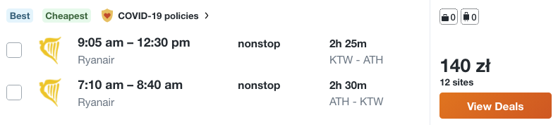 zarezerwuj loty do aten