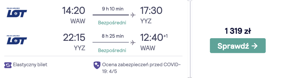 zarezerwuj loty do toronto